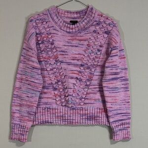 Talbots Purple Pink Space Dye Chunky Knit Sweater Popcorn Texture M